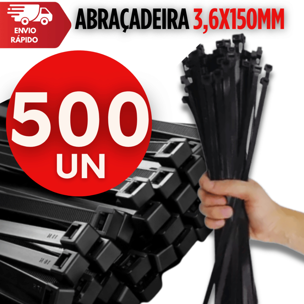 Conjunto Abraçadeiras Enforca Gato Amarração Fios Cabos 3,6x150mm Profissional Lacres Nylon Utilidades