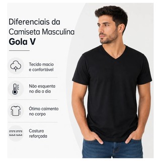 Camiseta Gola V Masculina Algodão Enmy Co. Pronta Entrega