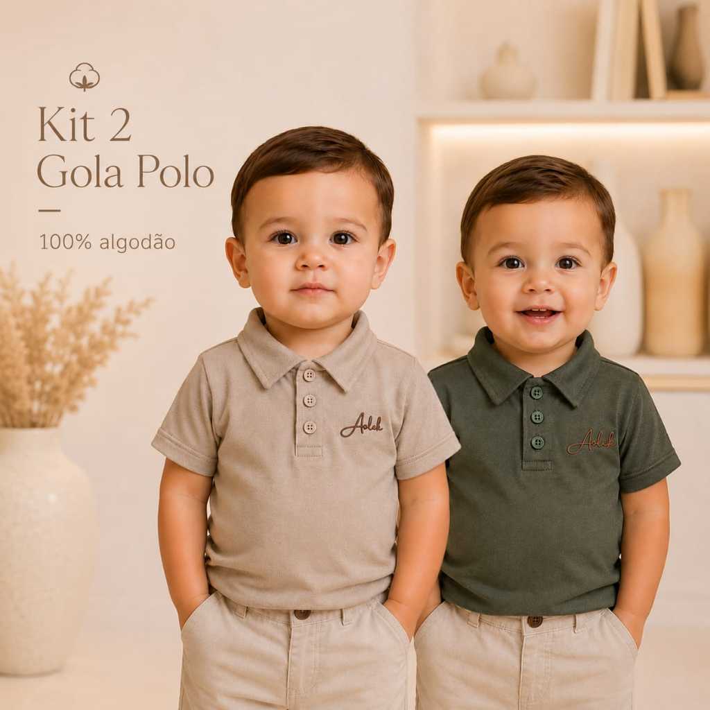 Kit 2 Camisa Gola Polo Menino Infantil Bebê Tamanho 1, 2 e 3 em algodão