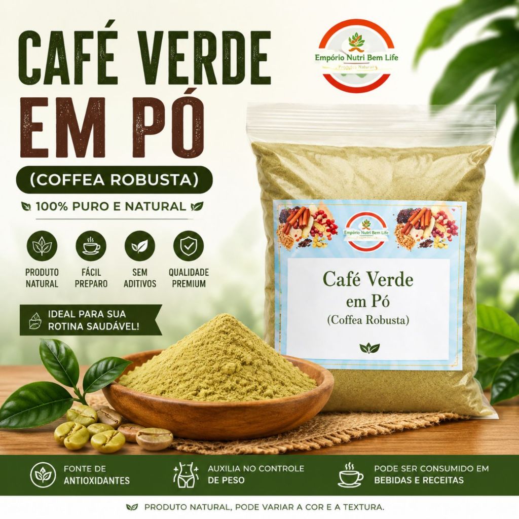 Café Verde em Pó - (Coffea Robusta em Pó)
