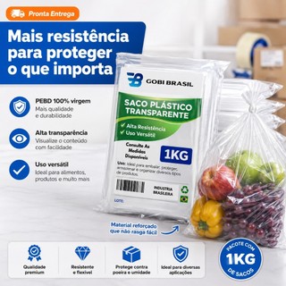 Saco Plástico Cristal Transparente Reforcado Embalagem 1 Kg - Varias Medidas