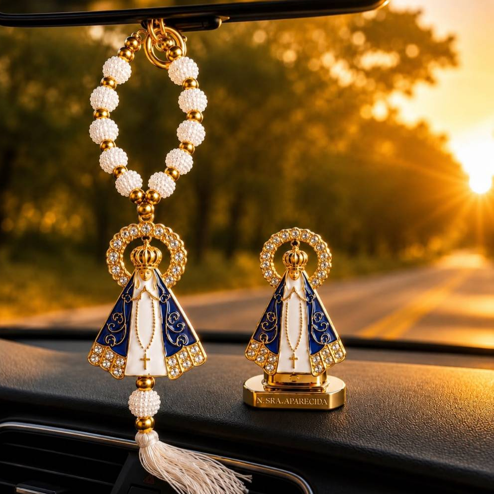 Kit para Carro Enfeite Painel Carro + Dezena com fecho de NSA Aparecida - Promoção