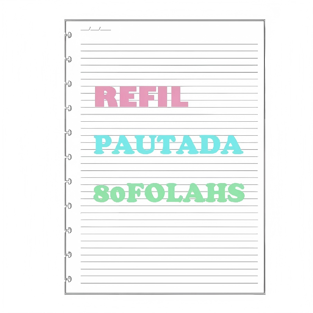 Refil de Folhas Pautadas A5 B5 A4 80 Folhas para Caderno de Discos Removíveis Papel de Reposição