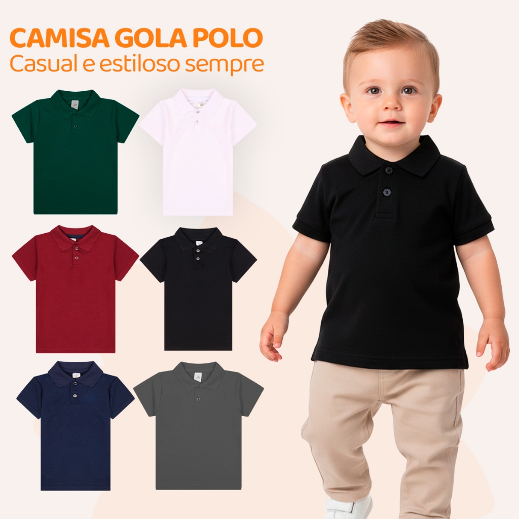 Kit 2 Camisas Polo Bebe Menino Sortidas Infantil  Estilo Casual de algodão Taman