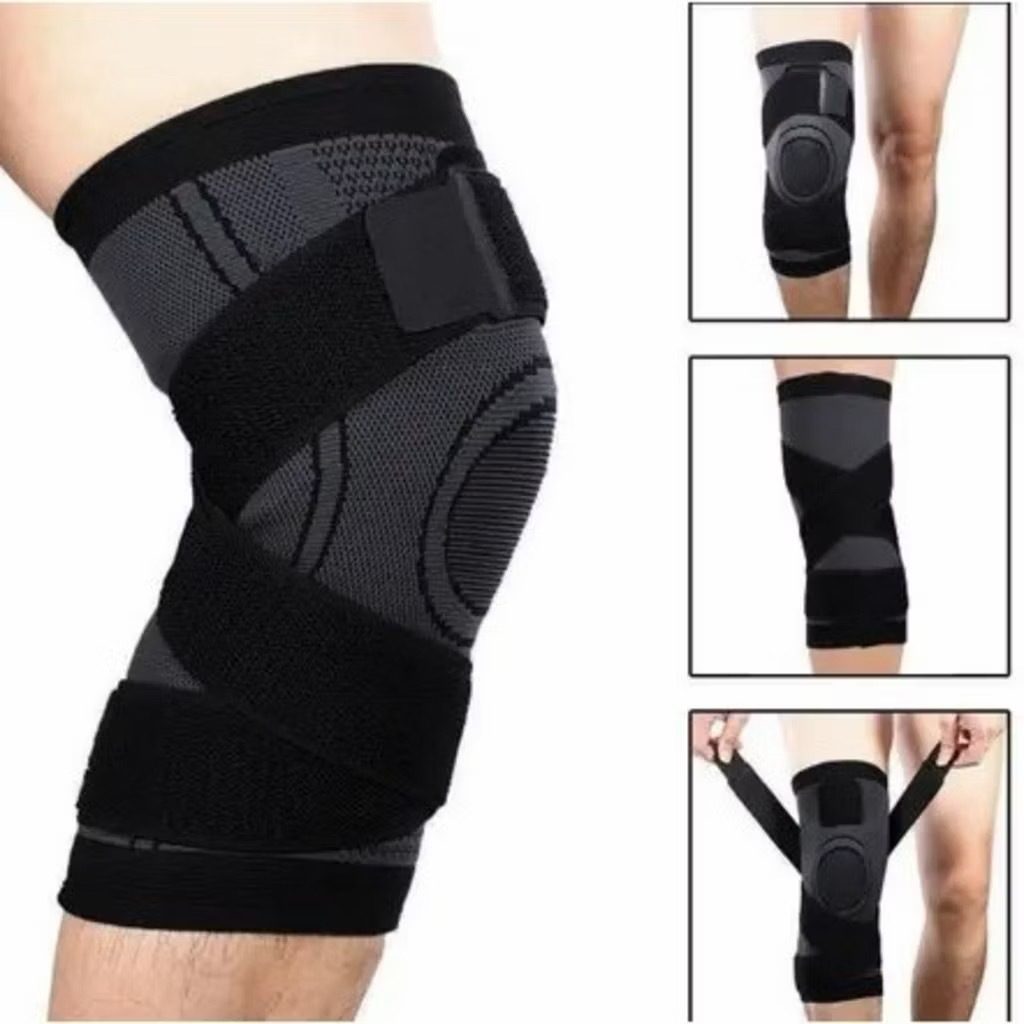 Kit 2 Joelheira Esportiva com Compressão Ajustável Suporte para Joelho Academia Corrida Fitness