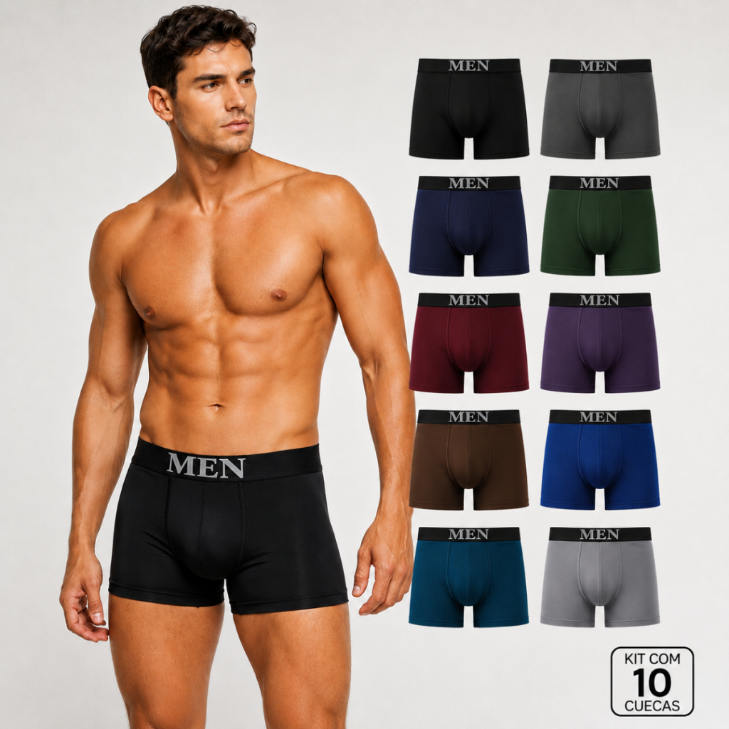 Kit 10/8/7/5/2 Cuecas Boxer Premium Microfibra Adulto Masculino Adulto Sem Costura