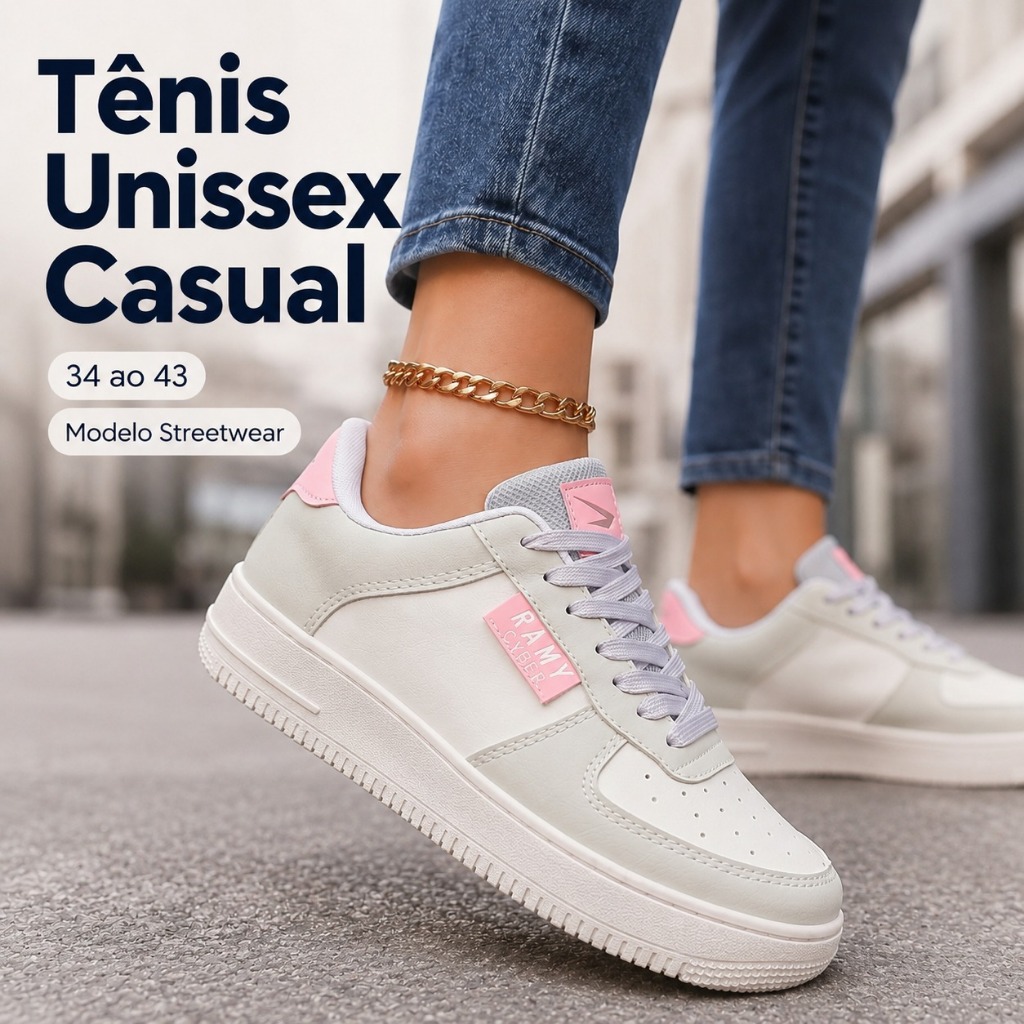 Tênis Street Feminino Casual Masculino Conforto e Estilo Do 34 ao 43 Promoção