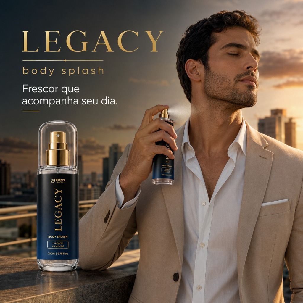 Perfume Corporal Masculino Legacy 200ml | Body Splash Premium para Uso Diário | Gecaps Latam