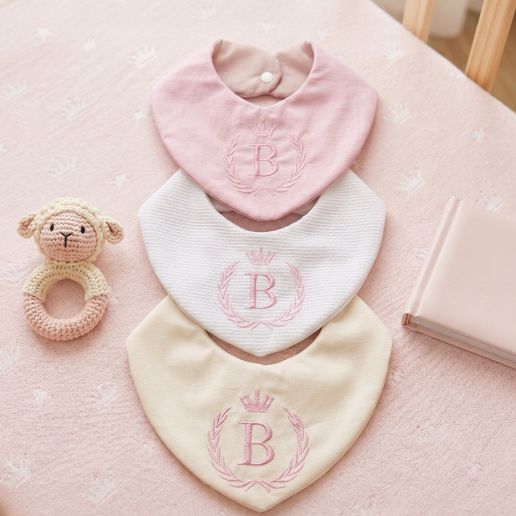 Kit 3 Babadores Bandana Personalizados com Inicial do Nome