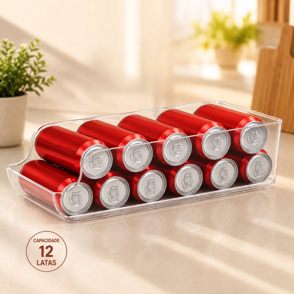 Organizador de Lata Geladeira Dispenser Empilhavel 12 latas Multiuso