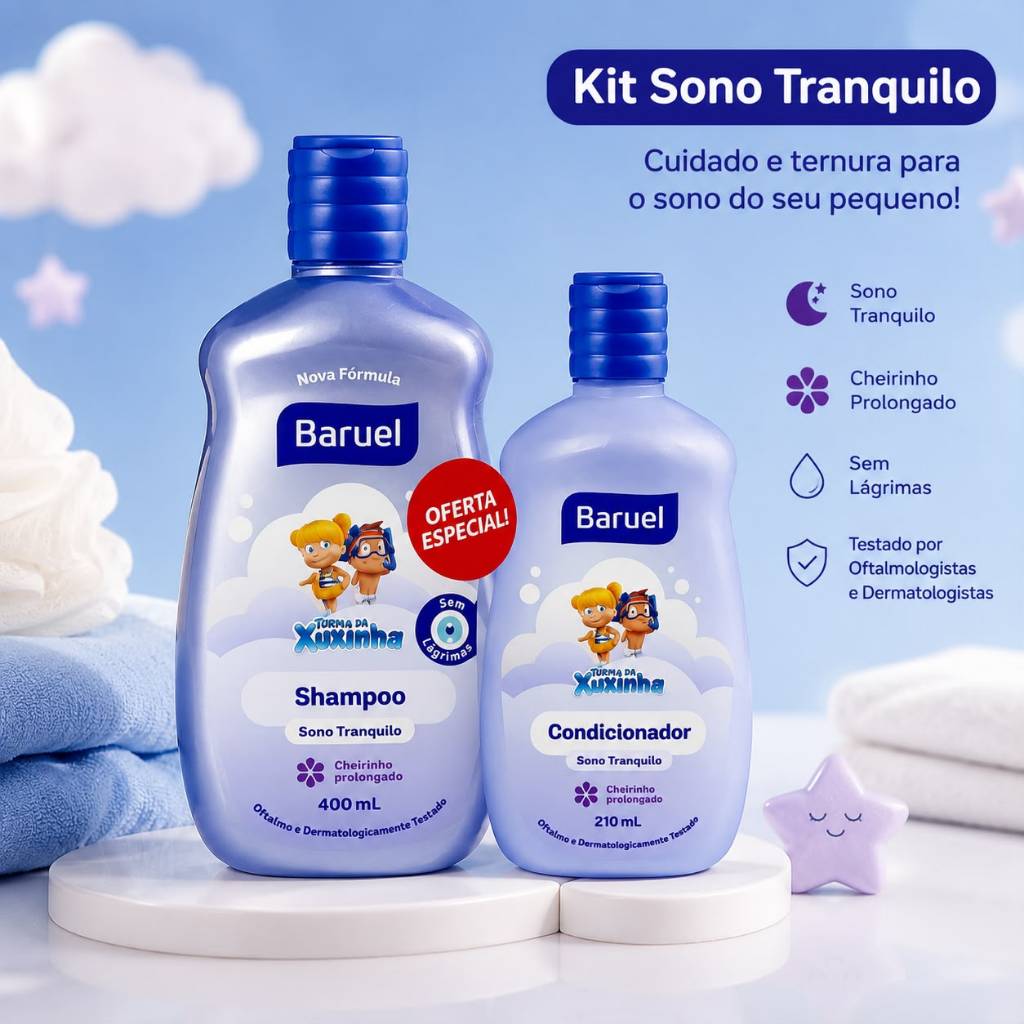 Kit Shampoo Sono Tranquilo 400ml + Condicionador 210ml Turma da Xuxinha – Cuidado Infantil Suave