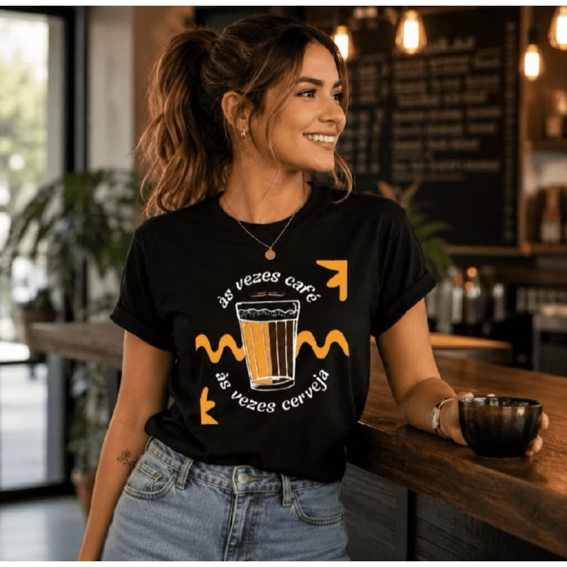 Cropped Feminino Às Vezes Café 100% Algodão Tecido Premium Estiloso Confortável