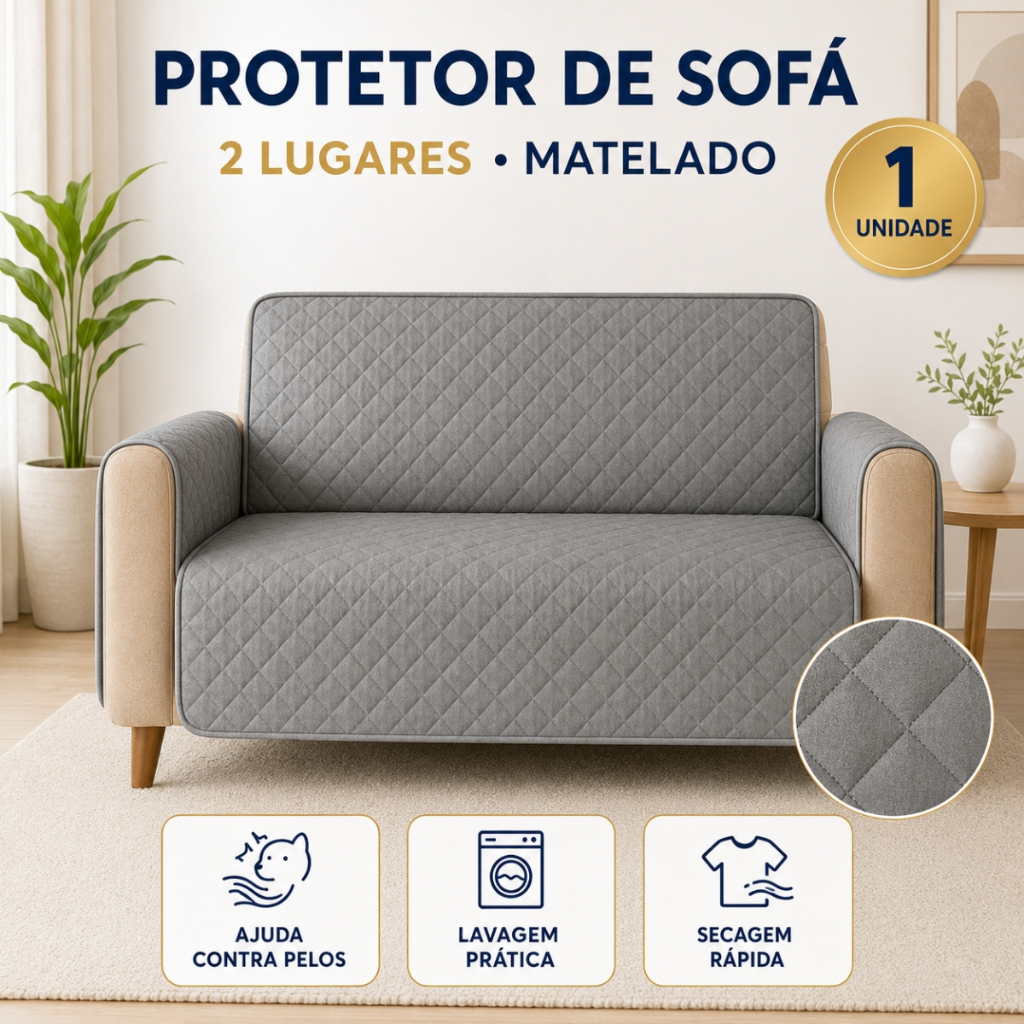 Protetor para Sofá 2 Lugares Matelado Proteção Lavável Capa para Pet Cachorro e Gato