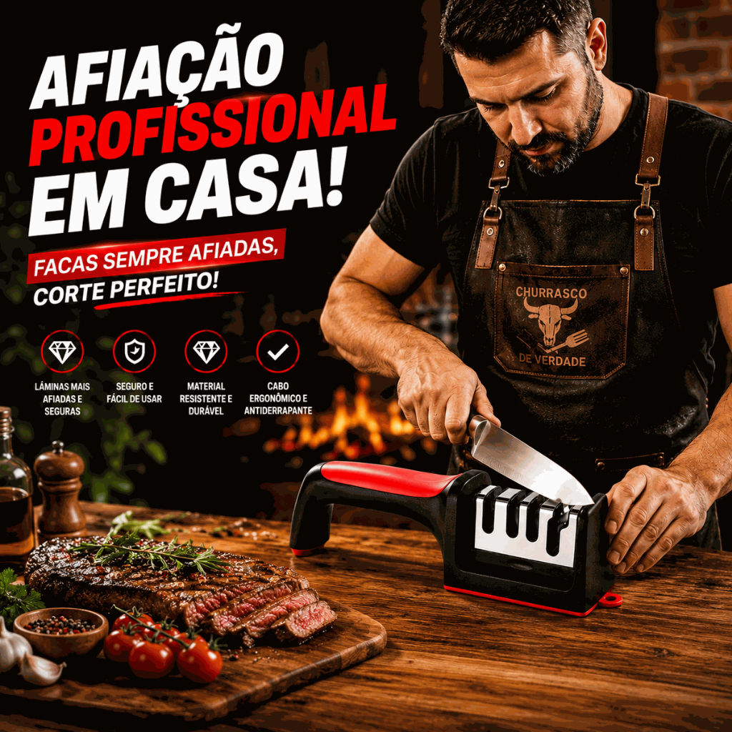 1/2/3 Amolador de Facas e Tesouras 4 Estágios Profissional Afiação Rápida para Cozinha Churrasco