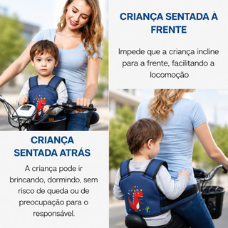 Cinto de Segurança Colete de Proteção Passageiro Moto e Bicicleta Universal Confortável e Segur