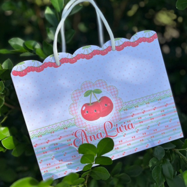 Sacolinha Personalizada Cerejinha Cereja | Lembrancinha Festa Infantil | Pegue e Monte | 10, 20 ou 30 Unidad