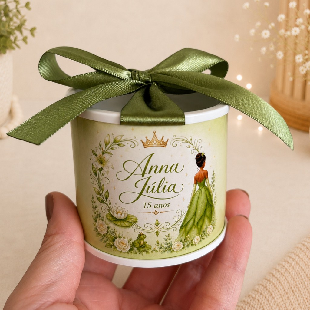 KIT TUBOLATA PERSONALIZADA- 5X6-A PRINCESA E O SAPO-LEMBRANCINHAS-15 ANOS-ANIVERSÁRIO