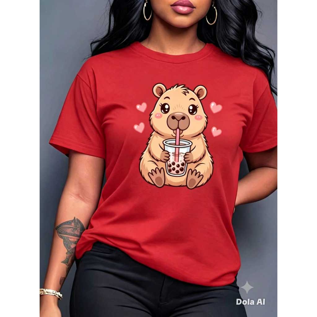 Blusa Camiseta Feminina CAPIVARA Fofa Estilosa Confortável  Varias Cores 100% Algodão Fio 30.1 Premium