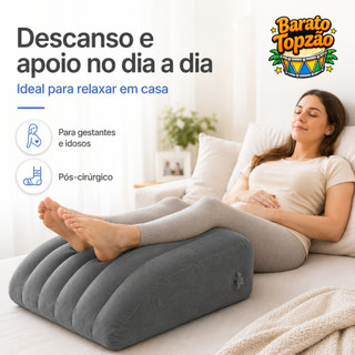 Almofada Inflável de Apoio para Pés e Pernas - Travesseiro Cunha Ergonômico para Costas e Viagem