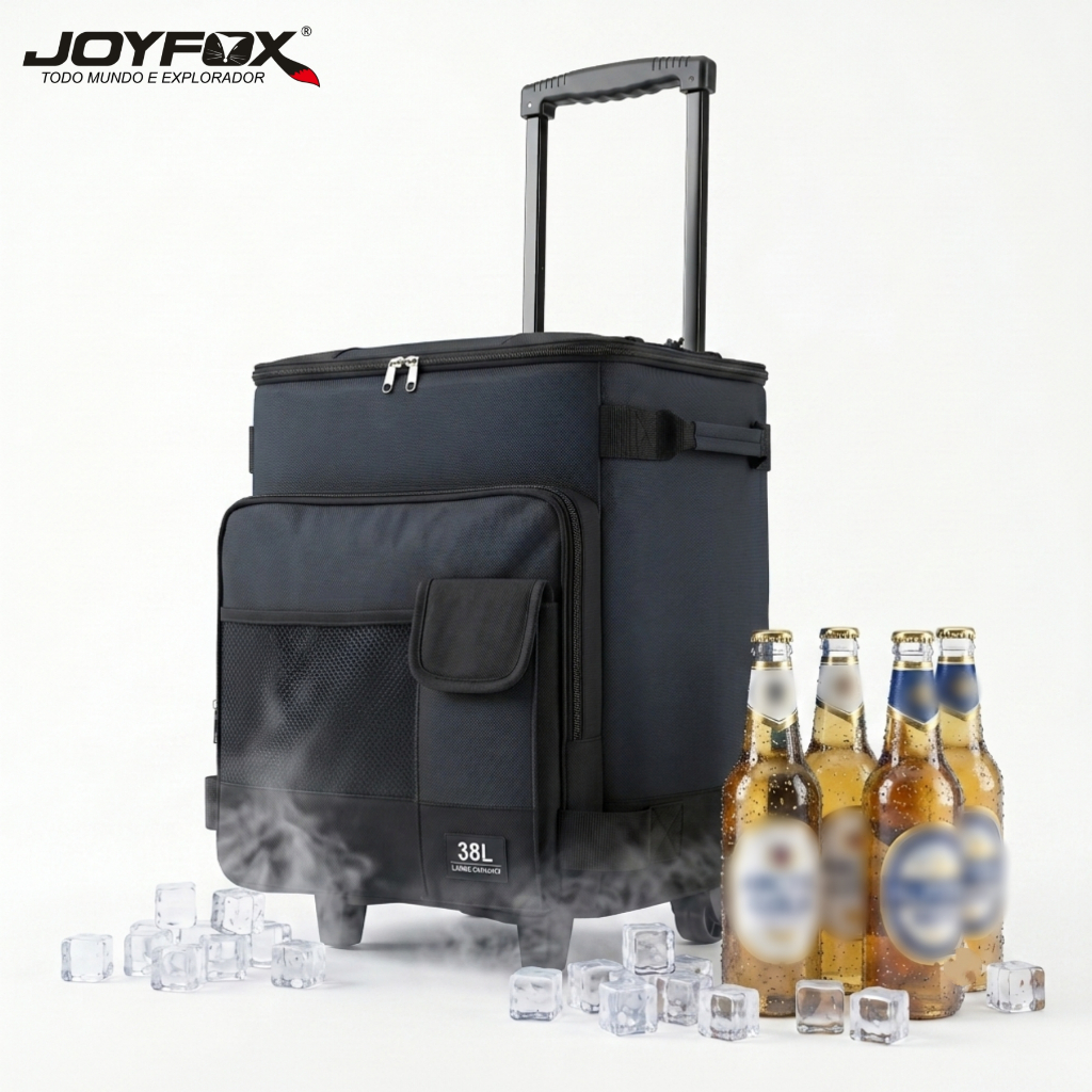 Bolsa Térmica Com Rodinhas 38L Dobrável Impermeável Carrinho Para Praia Camping