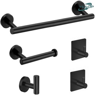 YESOP Kit Acessórios Banheiro Preta Toalheiros 5 Peças Aço Inox Fosco