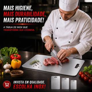 Tábua De Corte 304 Aço Inoxidável Antibacteriana À Prova De Mofo 46 cm tábua de cozinha