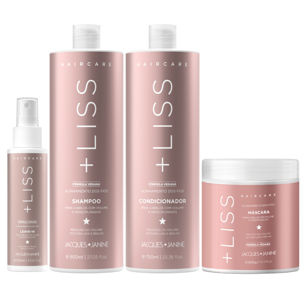Kit Jacques Janine Liss Shampoo 800ml Condicionador 750ml + Máscara 400g + Spray