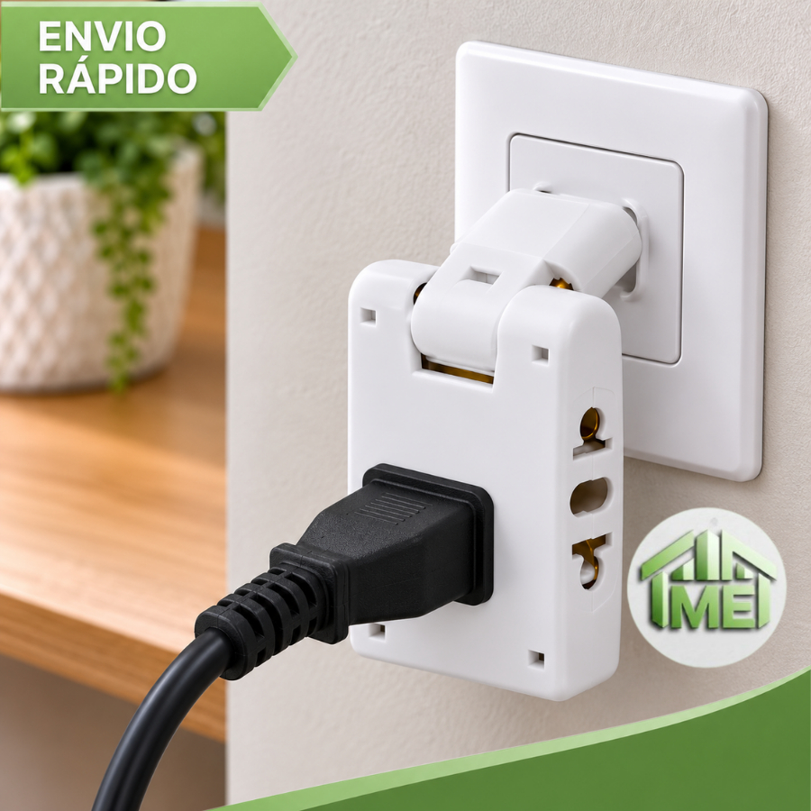 Kit 05 Adaptador Articulado Pino de Cobre Dobrável Tomada Bivolt 10A — imagem 2 de 2