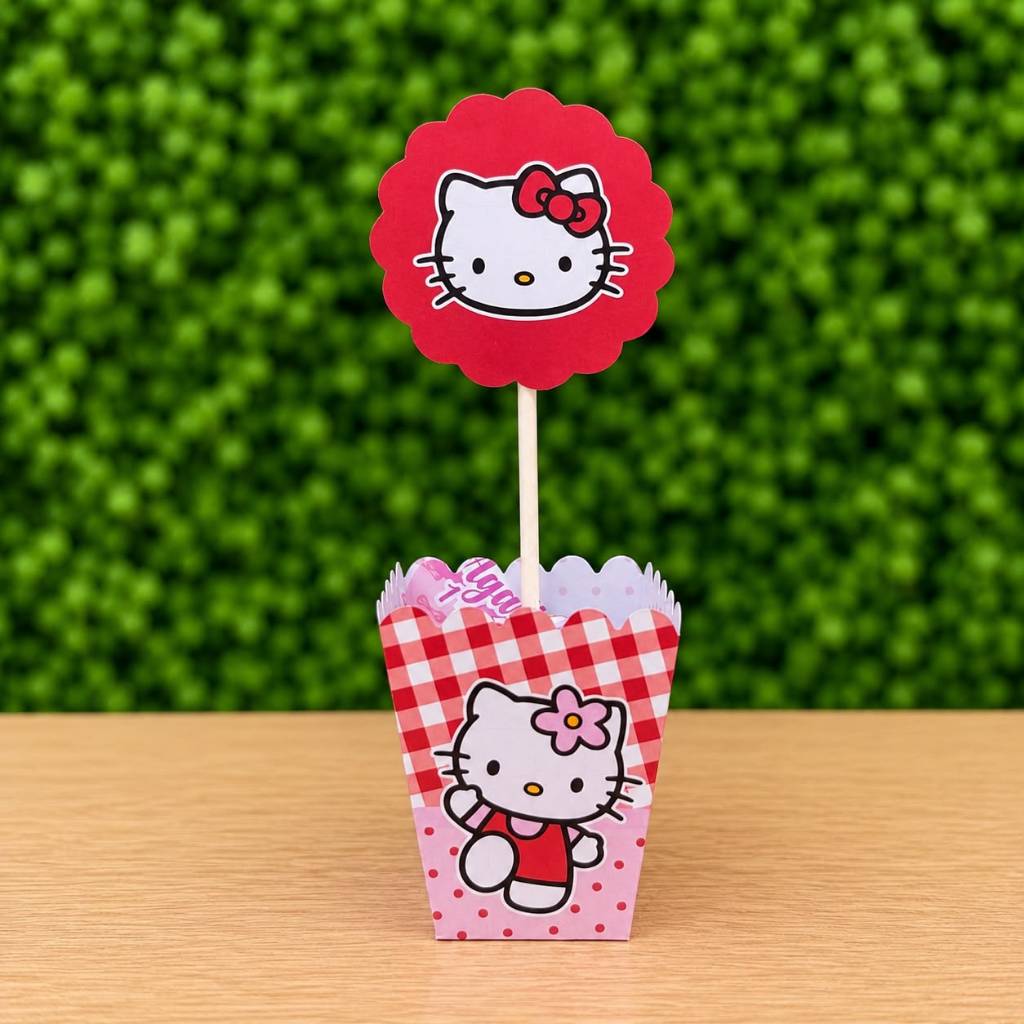 Centros de mesa HELLO KITTY VERMELHA festa infantis lembrancinhas de aniversario mimo decoração personalizados