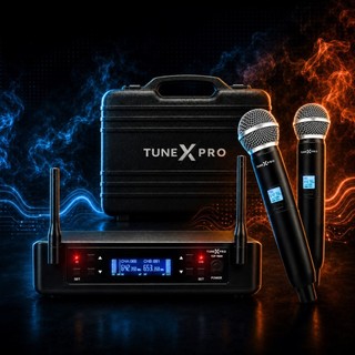 Microfone Duplo Sem Fio Tune X Pro Profissional UHF karaoke show musical palestras