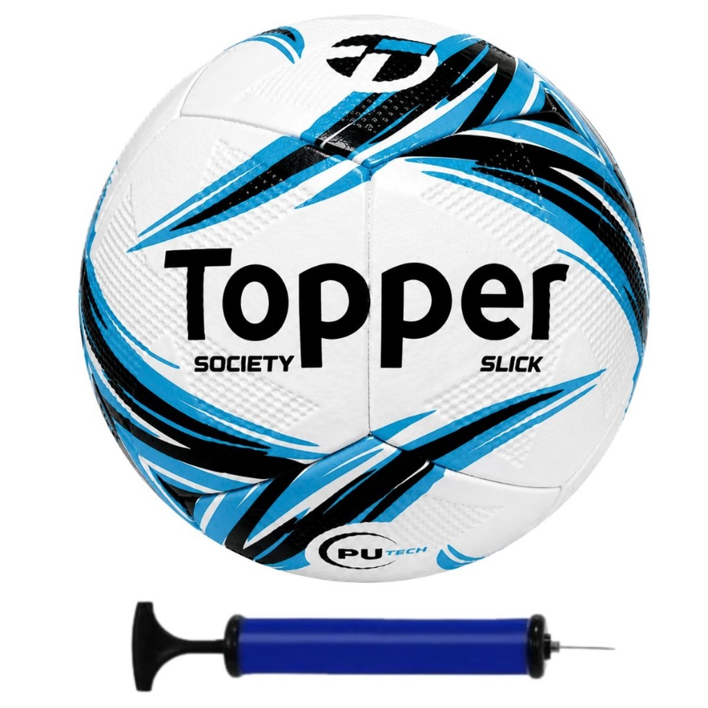 Bola de Futebol Society Topper Slick + Bomba de Ar