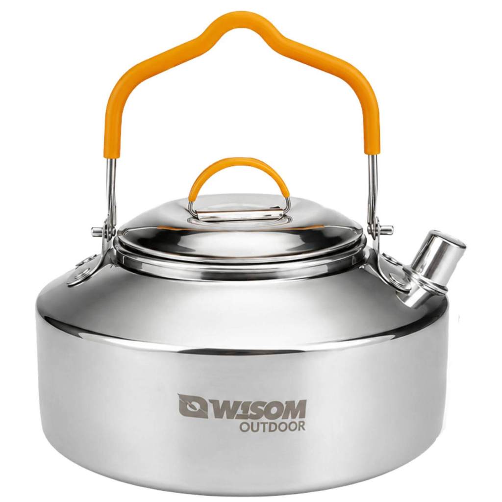 CHALEIRA EM AÇO INOX PARA CAMPING PESCA TRILHA E AVENTURA RESISTENTE LEVE COM CABO DOBRÁVEL E AQUECIMENTO RÁPIDO