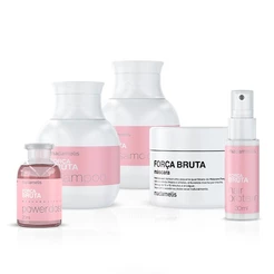 Kit Força Bruta Madamelis 5 Produtos | Shampoo + Bálsamo + Máscara + Hair Protein + Power Dose 20ml