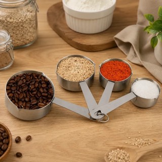 Kit Medidores de Cozinha em Aço Inox 4 Peças Culinário Cozinha Inox Confeitaria