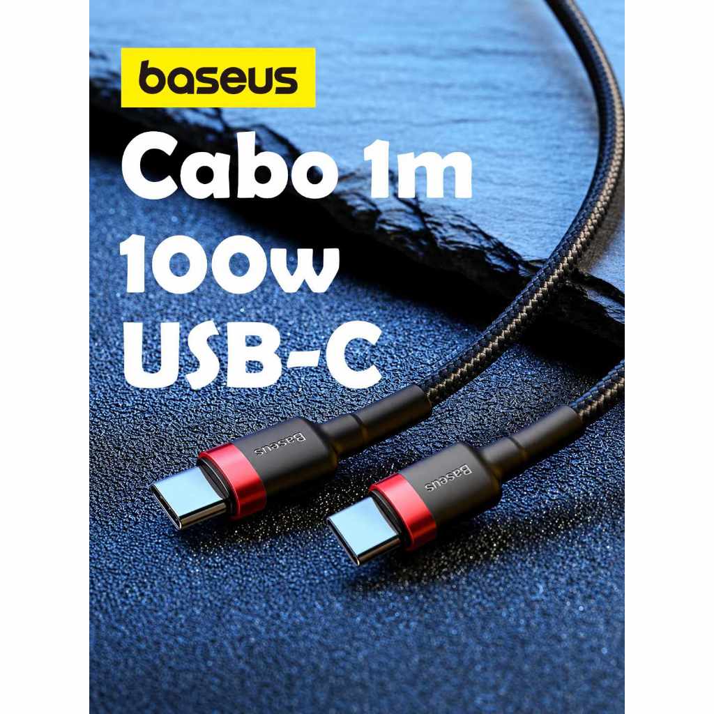 Cabo USB-C para USB-C de 1M e 100W Baseus Reforçado