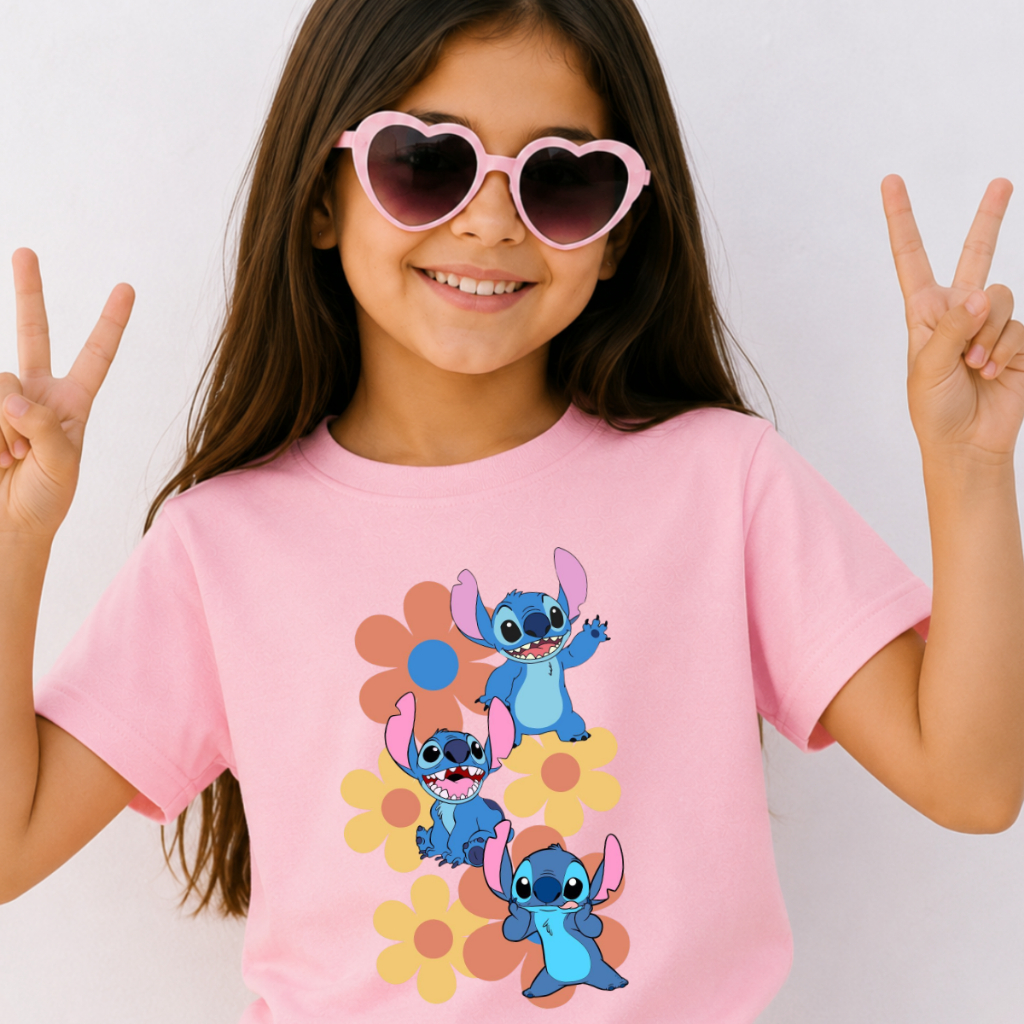Camiseta Stitch Infantil T-shirt Menina Lilo e Stitch 100% Algodão Premium Promoção