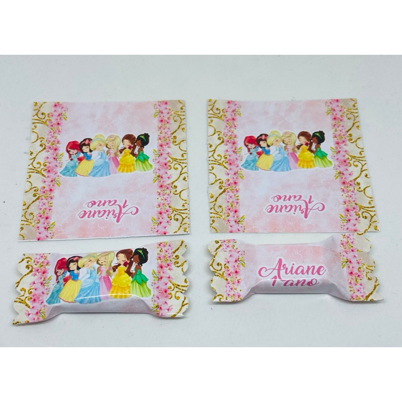 50 balas personalizadas para festa infantil Lembrancinhas - Princesas  (Personalizamos com o nome e a idade
