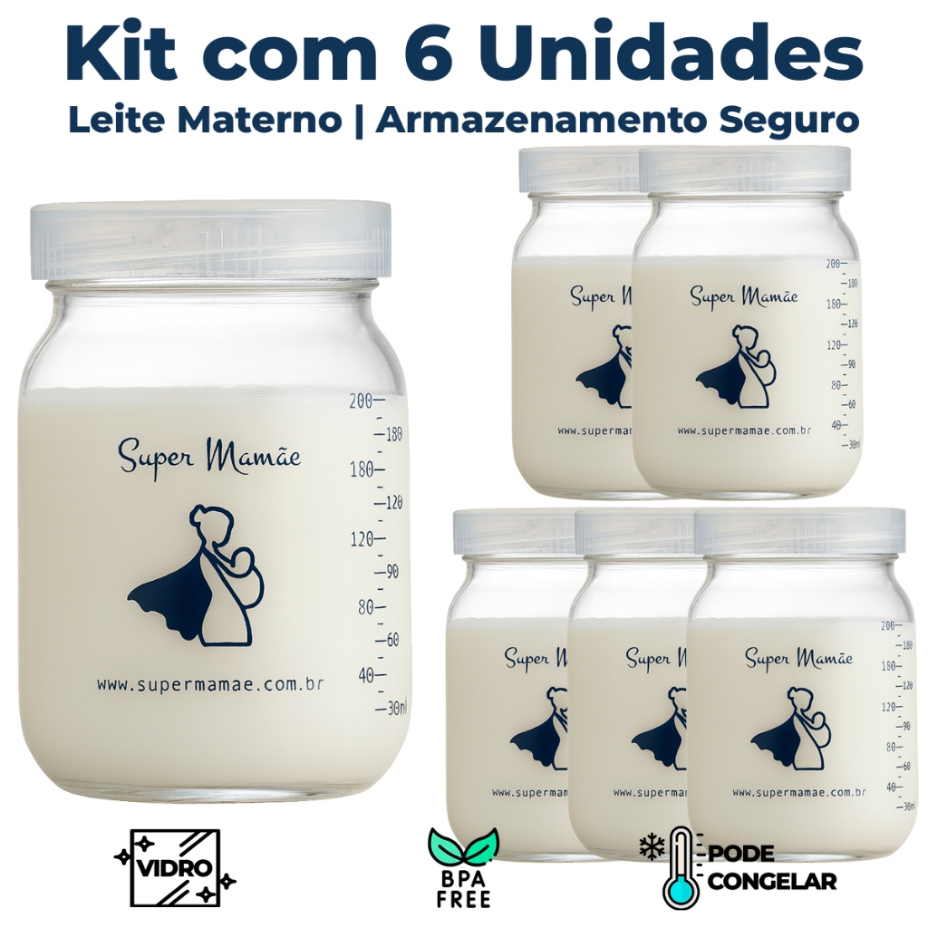 Frasco Pote Em Vidro Leite Materno 200ml