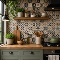 Azulejo Papel De Parede Para Cozinha Português Lavável 5 Metros