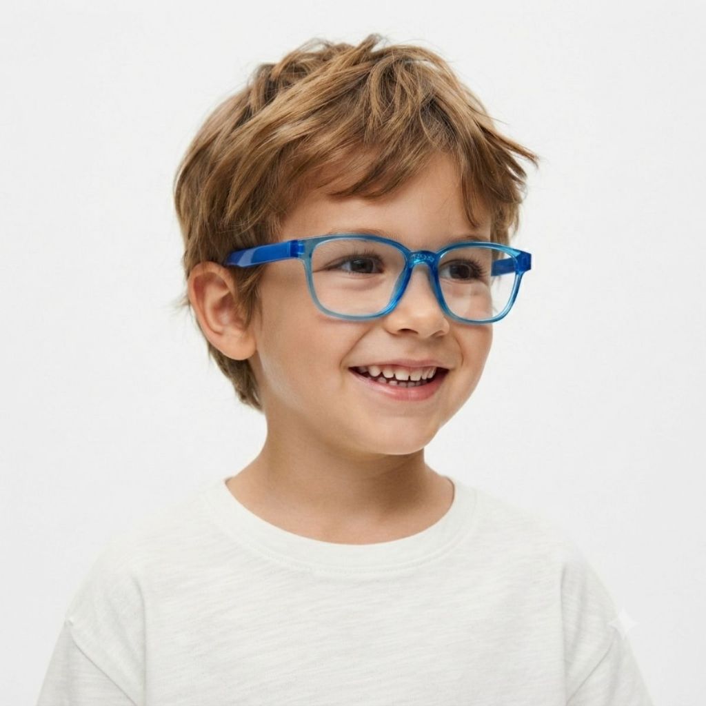 Armação de Óculos Infantil Menino Masculino Proteção Crianças Para Grau Feminino Menina Azul Silicone Resistente