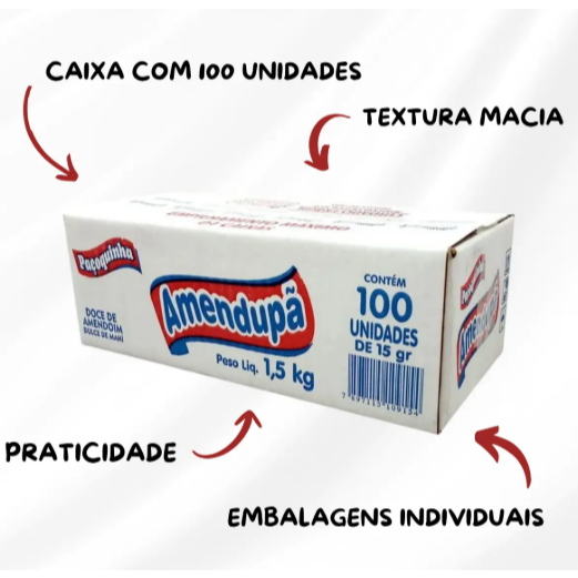 Paçoca Amendupã 50, 100, 200 ou 300 Unidades Doce Amendoim Tradicional Balde Atacado Revenda — imagem 2 de 2