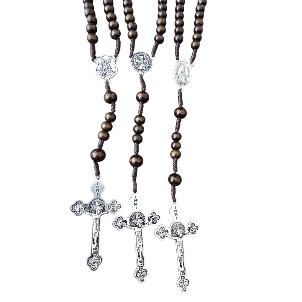 terço luxo madeira valor unitario nsa aparecida sao miguel anjo guarda bento religioso catolico rosario valor unitario