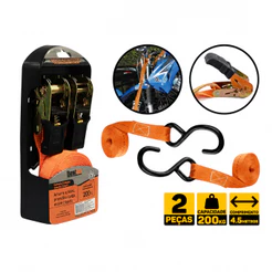 Cinta Catraca Amarrações Cargas Moto Bike Reboque 200kg Cor Laranja