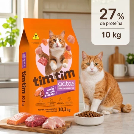 Ração Premium 10,1kg Frango Carne Peixe para Gatos Todos Portes