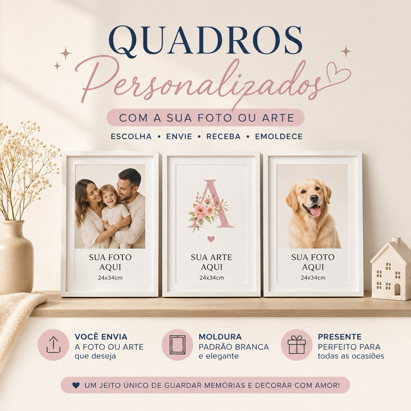 Quadros Decorativos Personalizado sua ARTE FRASE FOTO IMAGEM com Moldura Presente Tamanho A4