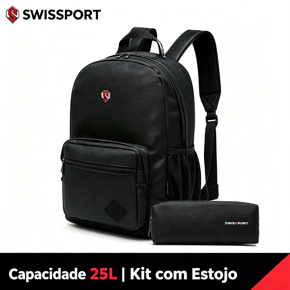 Kit Mochila Escolar Com Estojo Reforçada Moderna Swissport