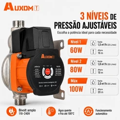 AUXOM Bomba Pressurizadora Inverter DC24V Automática Silenciosa 35L/min Água Quente e Fria para Chuveiro e Aquecedor