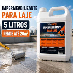 Veda Forte Impermeabilizante Líquido Incolor 5L - Alta Cobertura, Proteção Antimofo Não Forma Filme