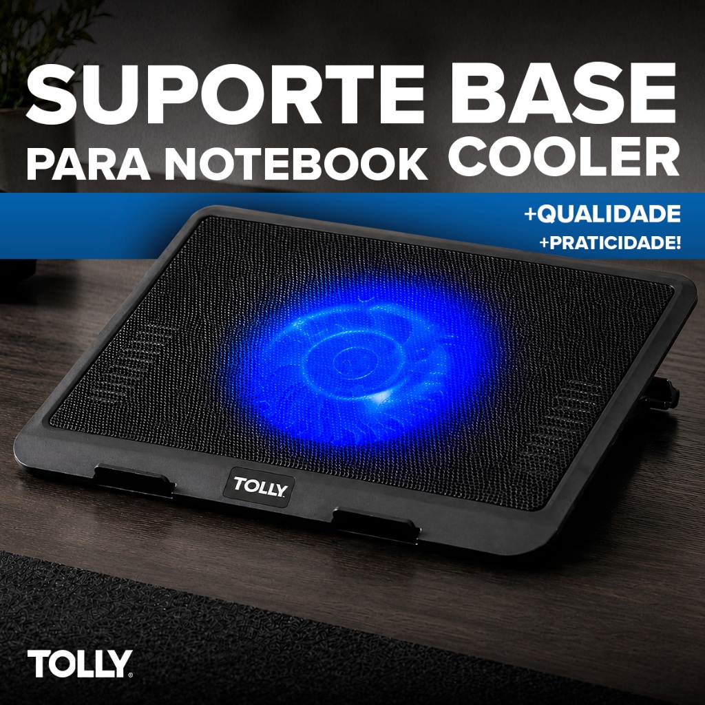 Suporte Notebook Cooler Led Base Com Ventilação Apoio Usb Tolly