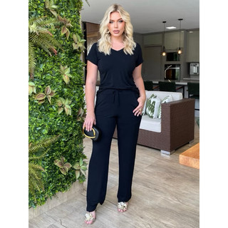 Conjunto Visco Feminino Gola V Calça Pantalona Tecido Premiun Confortável Elegante